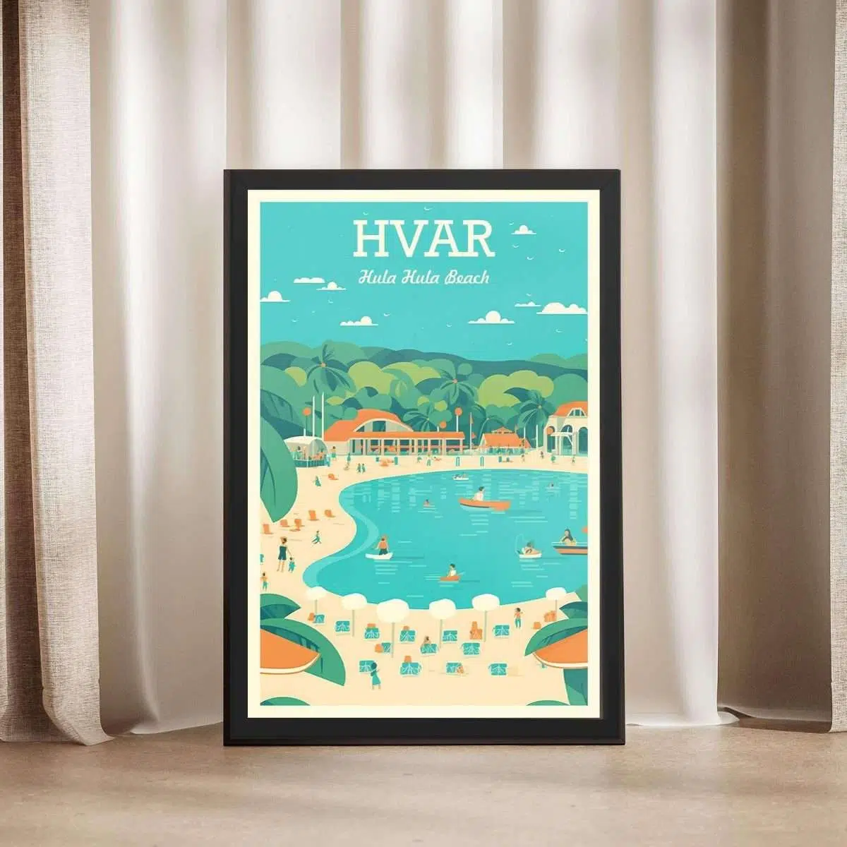 Hvar Hula Hula Beach Framed Poster