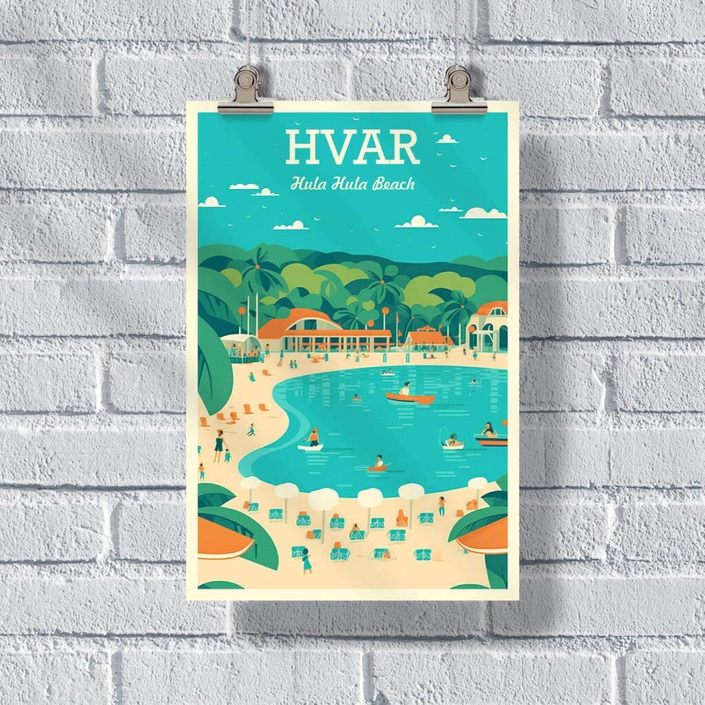 Hvar Hula Hula Beach Poster