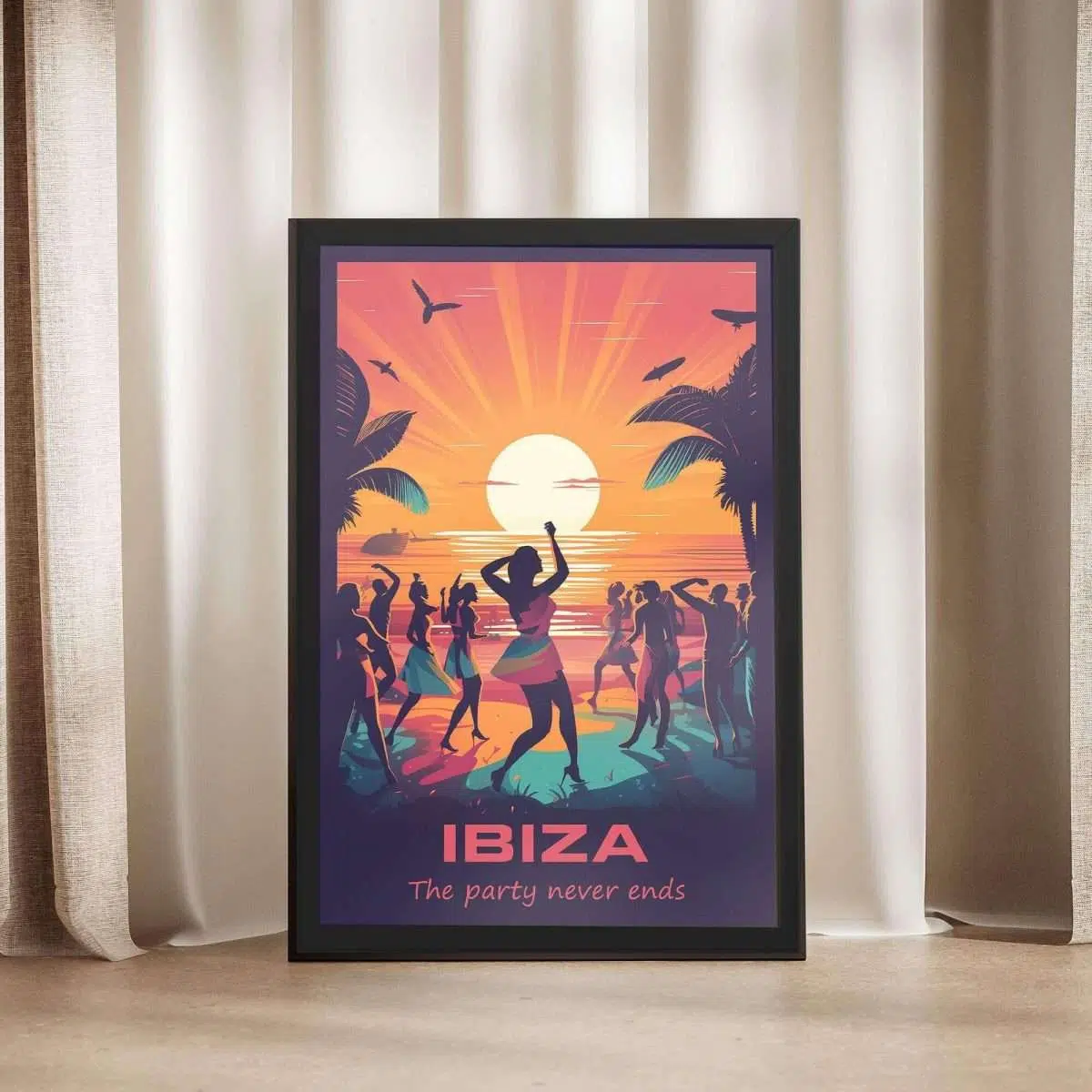 Ibiza The Party Never Ends Framed Poster