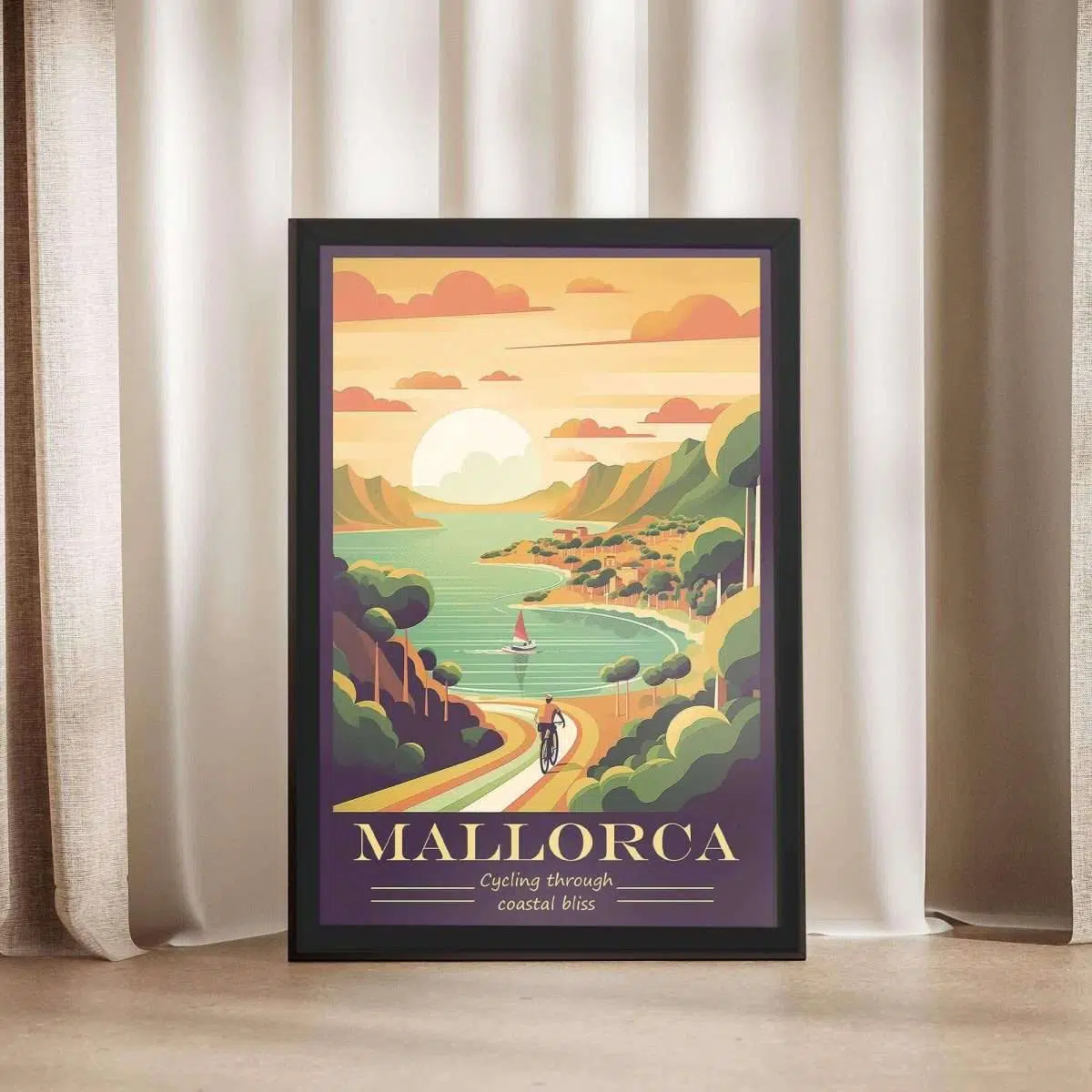 Mallorca Cycling Through Coastal Bliss Framed Poster