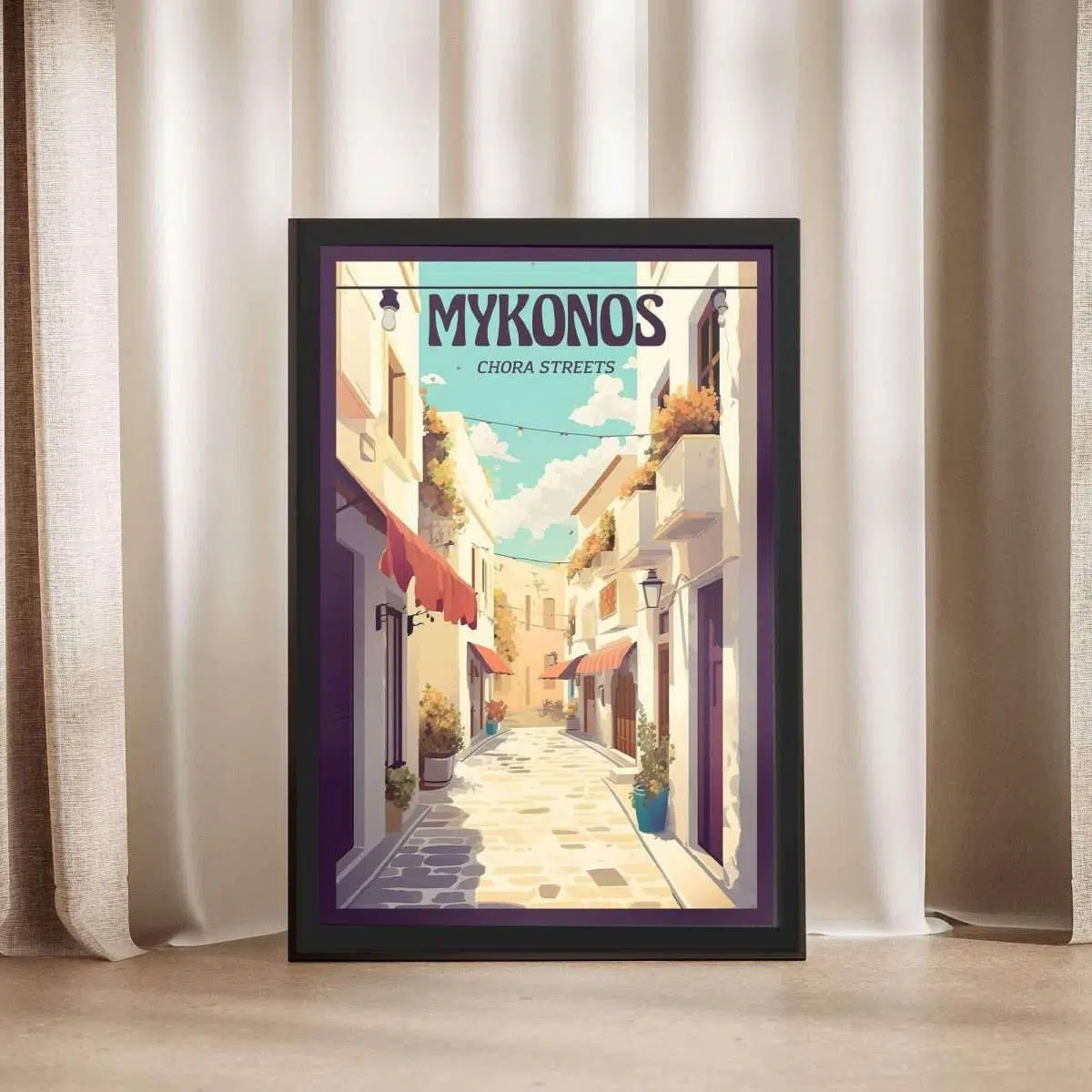 Mykonos Chora Streets Framed Poster