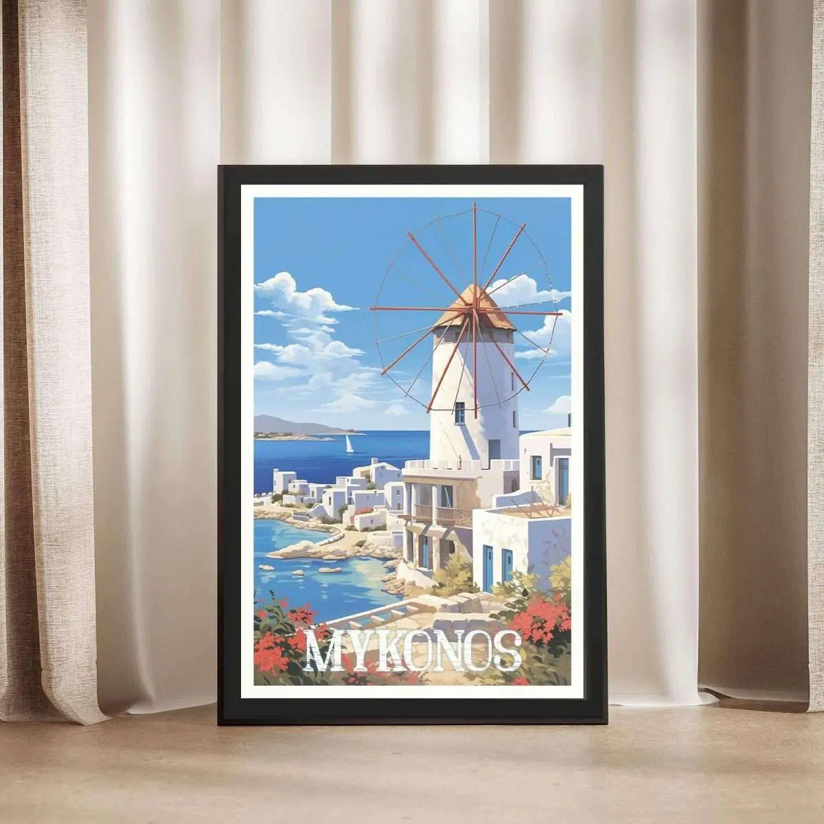 Mykonos Windmills Framed Poster