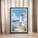 Mykonos Windmills Framed Poster