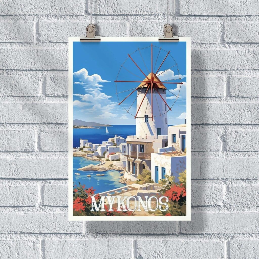 Mykonos Windmills Poster