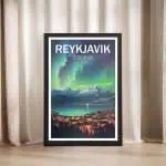 Reykjavik Northern Lights 2 Framed Poster