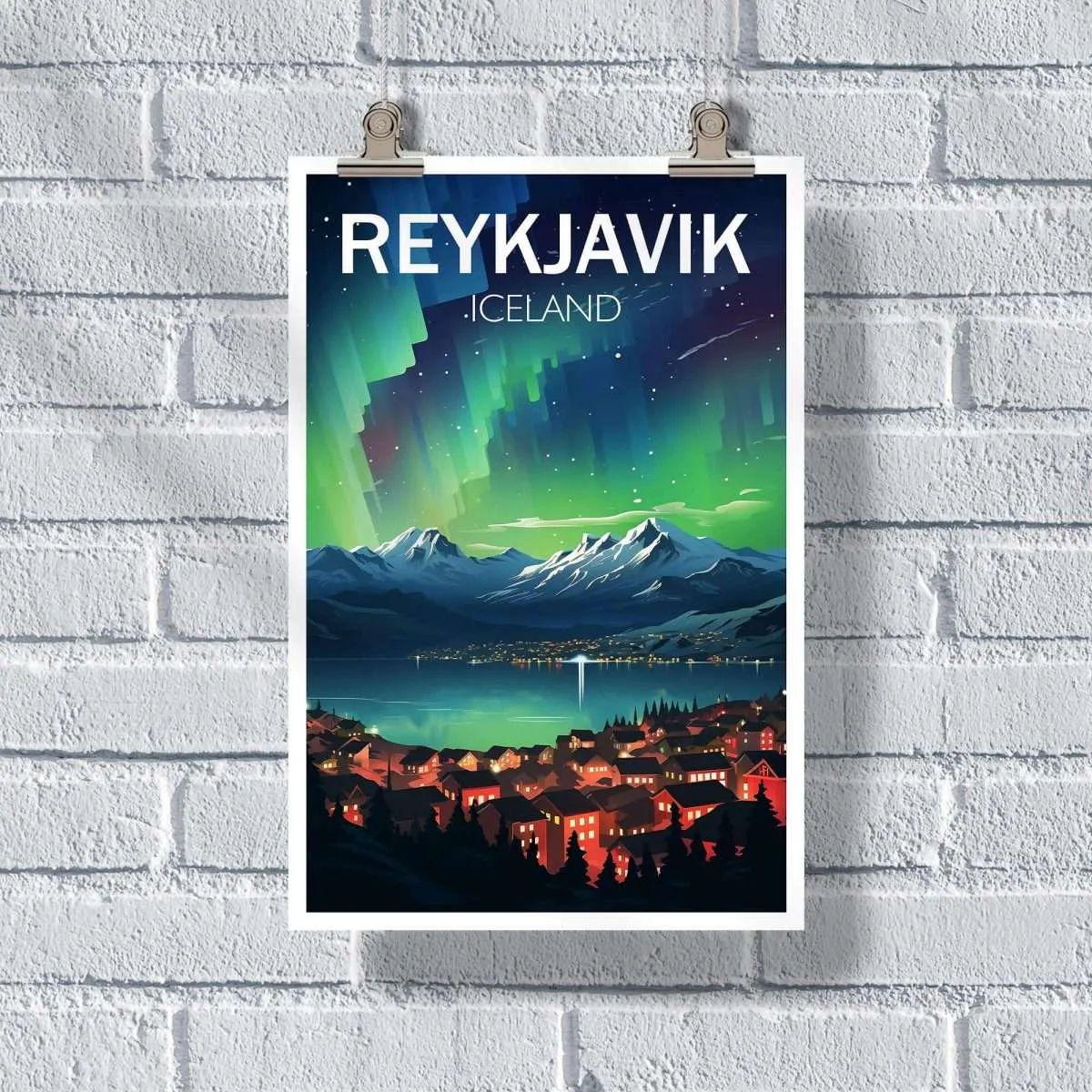 Reykjavik Northern Lights 2 Poster