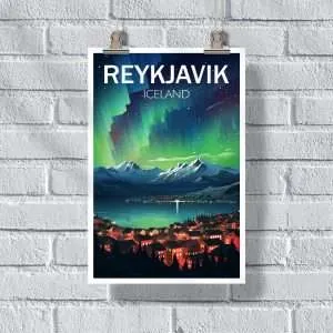 Reykjavik Northern Lights 2 Poster