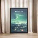 Reykjavik Northern Lights Framed Poster