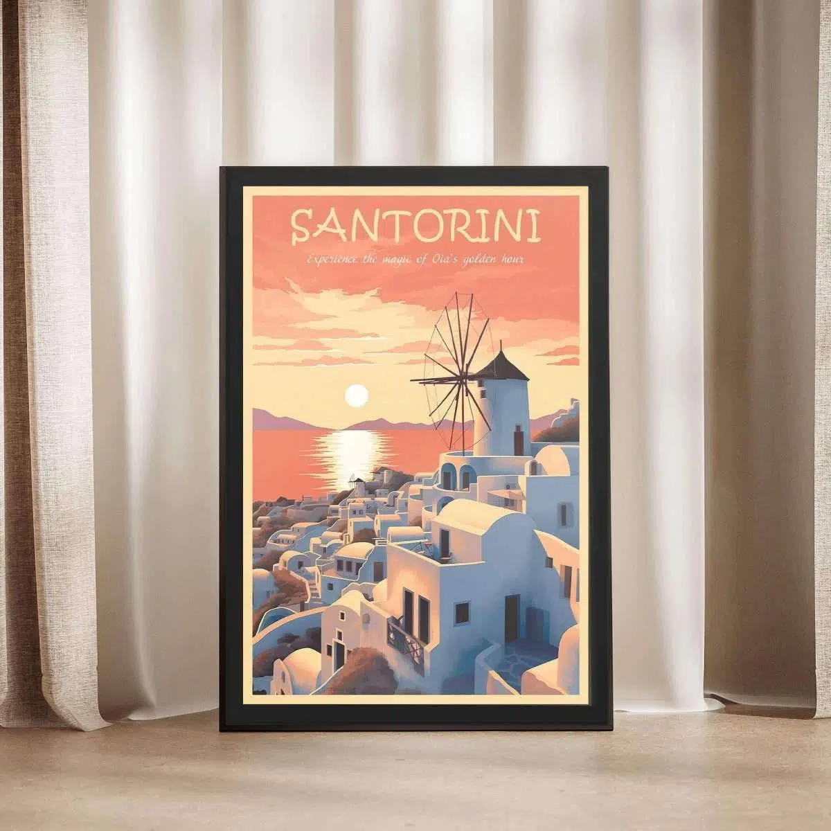 Santorini Experience The Magic Of Oia's Golden Hour Framed Poster