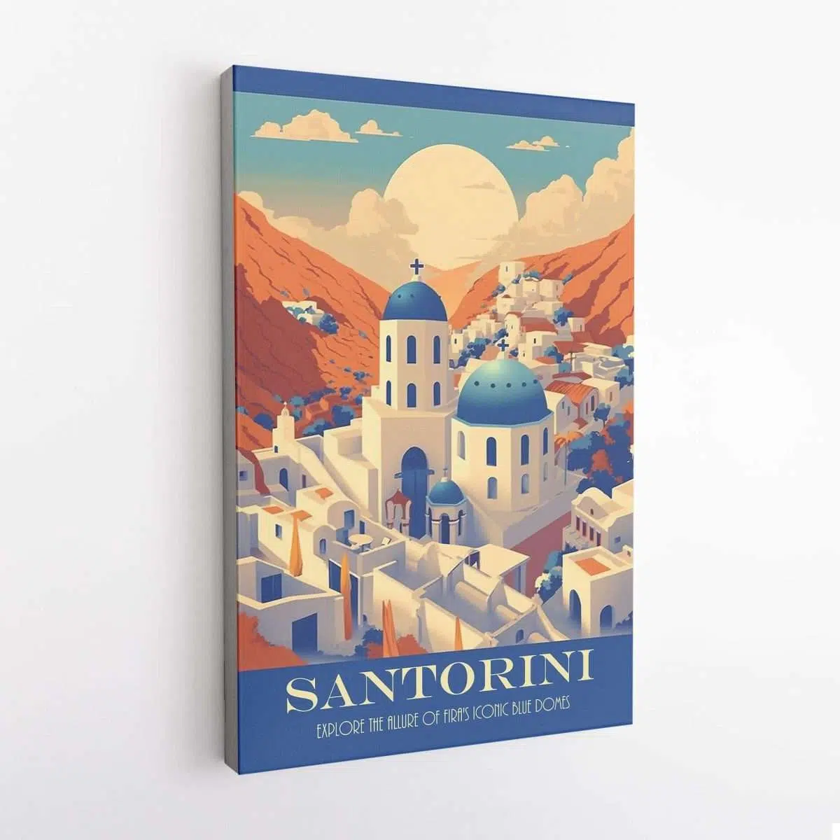 Santorini Explore The Allure Of Fira's Iconic Blue Domes Canvas