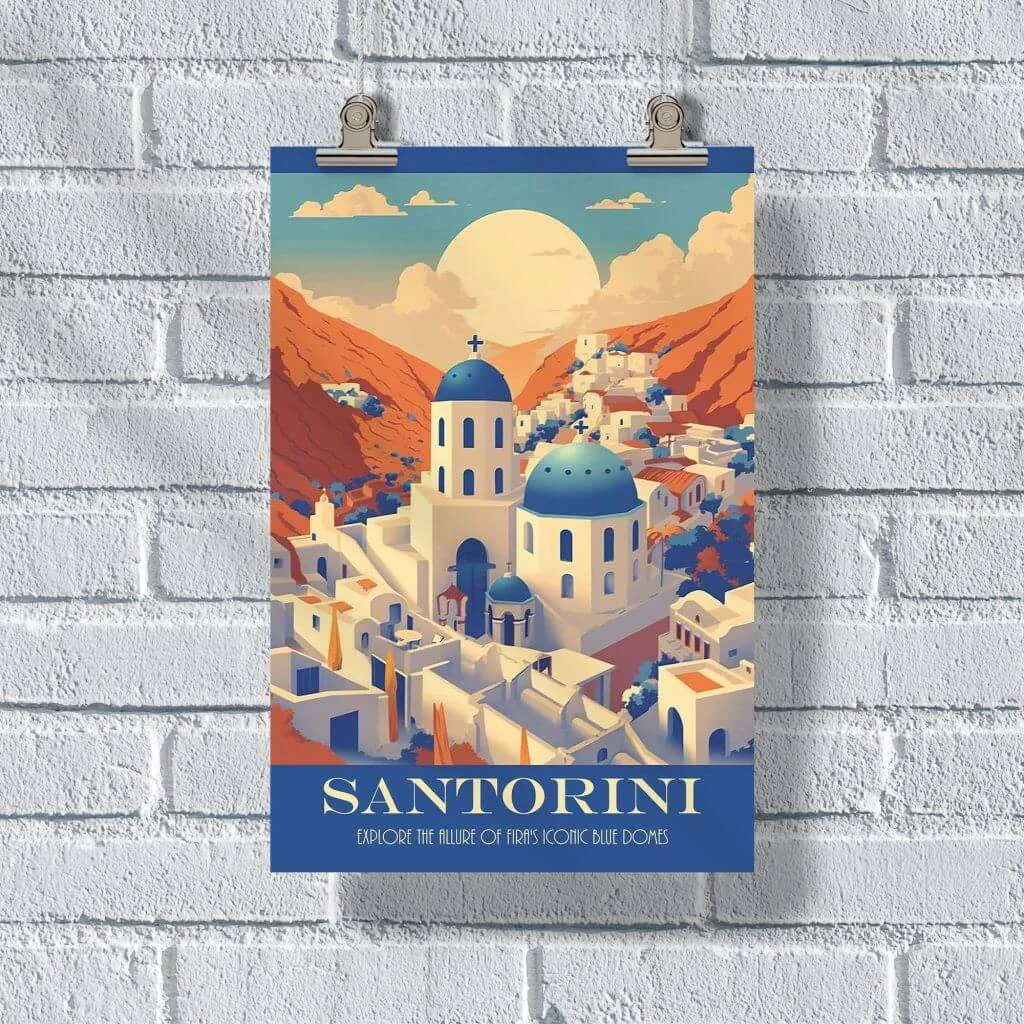 Santorini Explore The Allure Of Fira's Iconic Blue Domes Poster