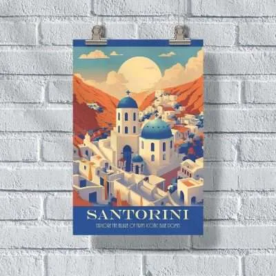 Santorini Explore The Allure Of Fira's Iconic Blue Domes Poster