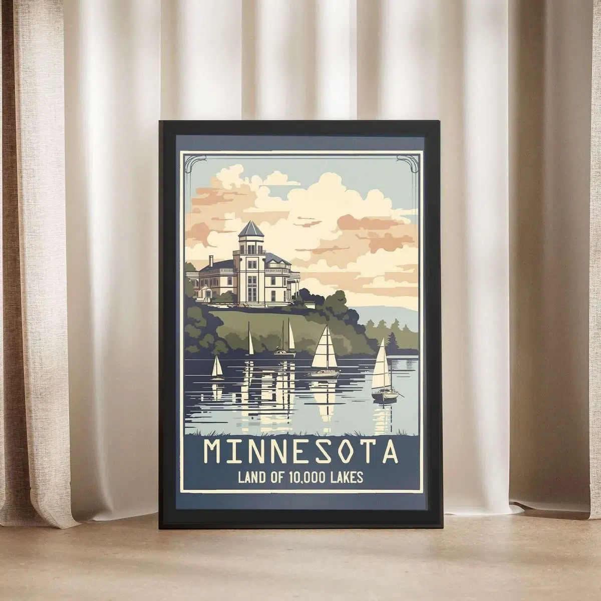 Minnesota Land Of 10,000 Lakes Framed Poster