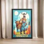 Minnesota Paul Bunyan And Babe The Blue Ox Framed Poster