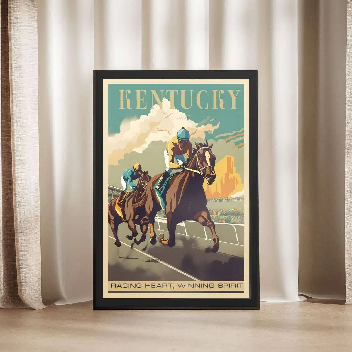 Kentucky Horse Races Framed Poster UnitedWorldMemories