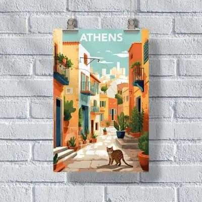 Athens Plaka District Poster