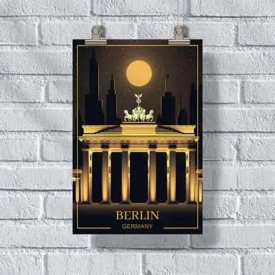 Berlin Brandenburg Gate Night Poster