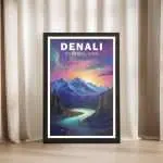 Denali National Park Aurora Borealis Night Framed Poster