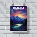 Denali National Park Aurora Borealis Night Poster