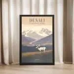 Denali National Park Tundra Wildlife Framed Poster