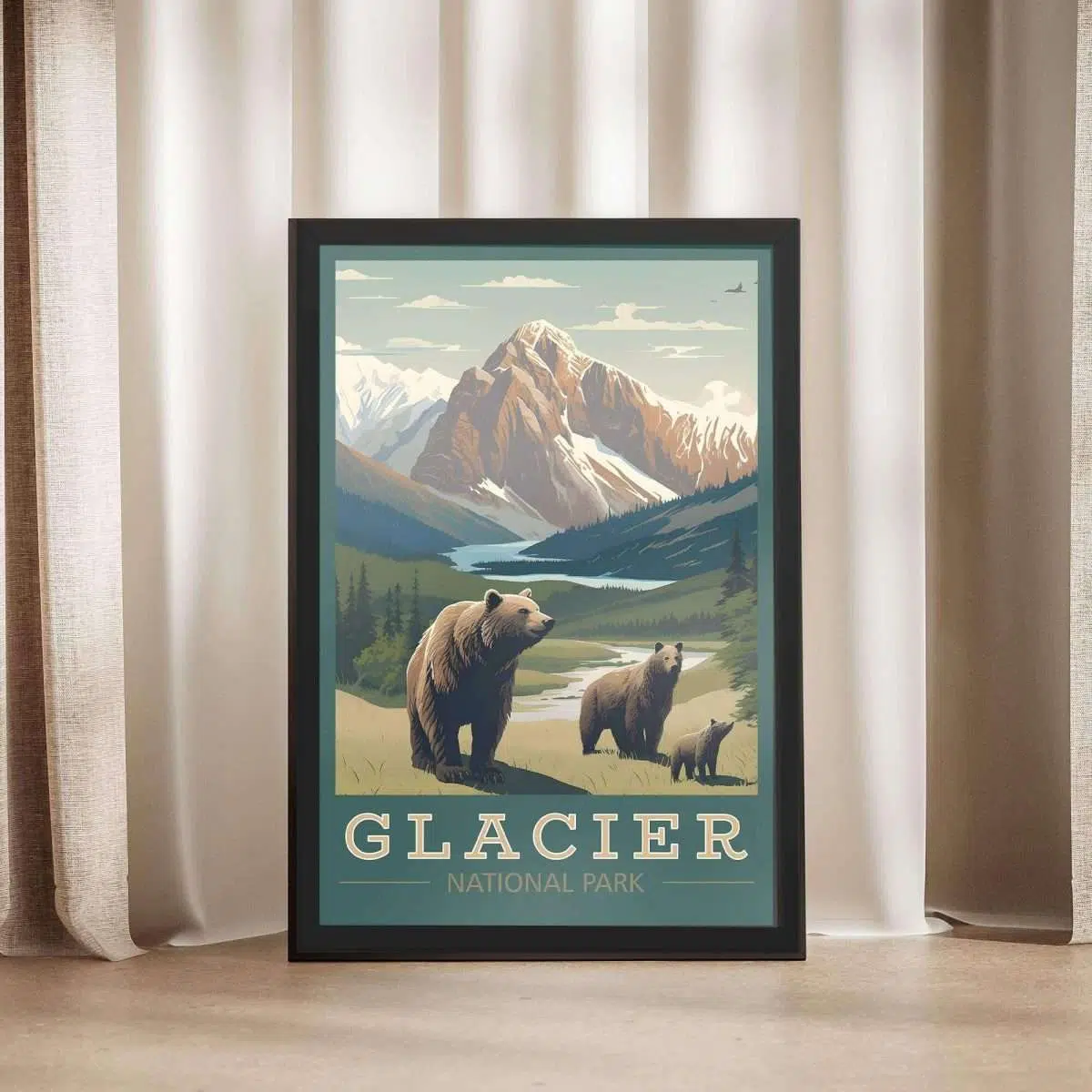 Glacier National Park Wildlife Framed Poster