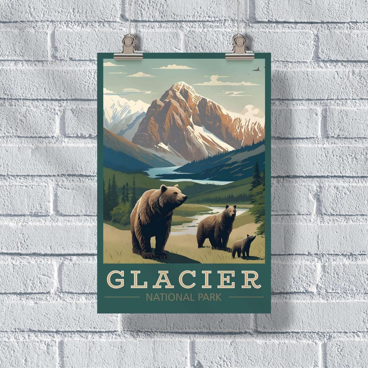 Glacier National Park Wildlife Poster