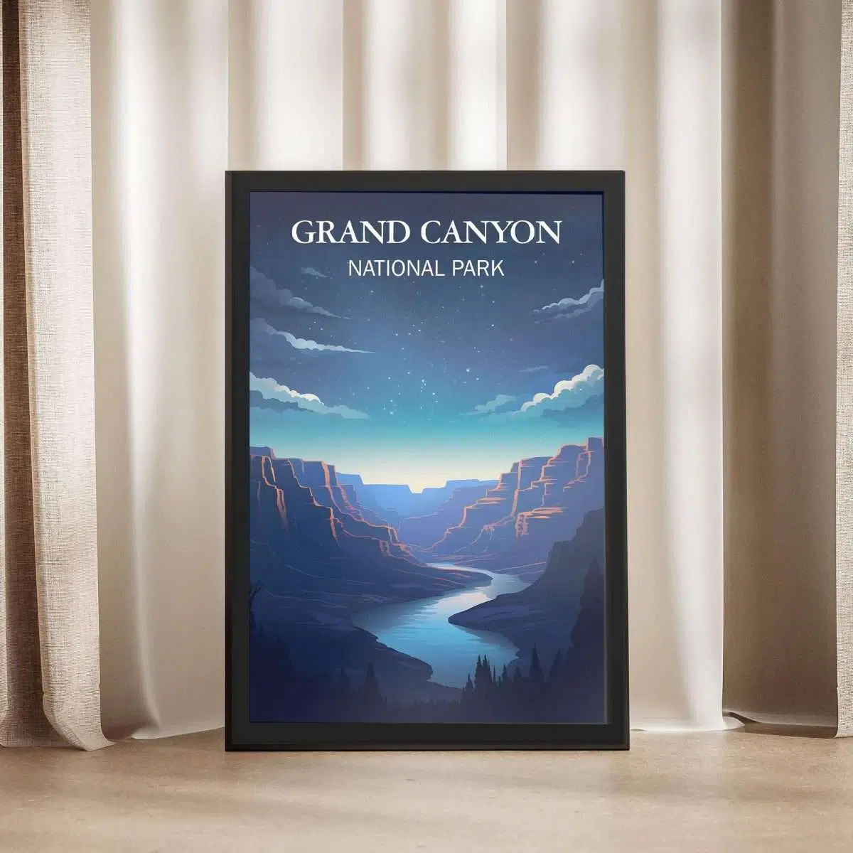 Grand Canyon Desert Starlit Night Framed Poster