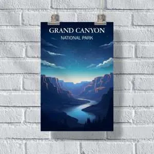 Grand Canyon Desert Starlit Night Poster