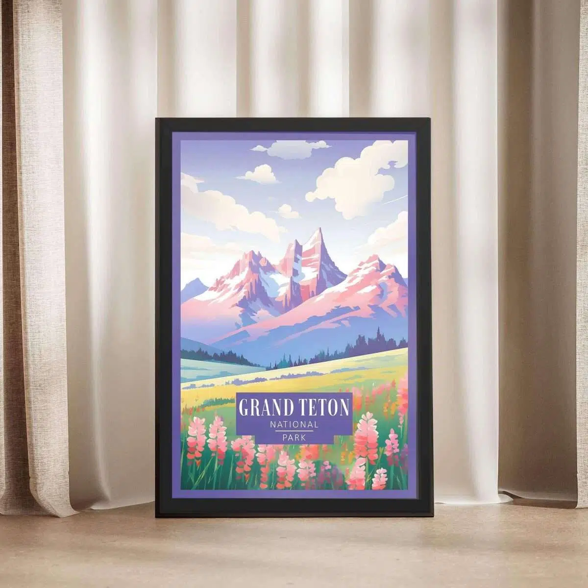 Grand Teton National Park Lupine Meadows Tranquility Framed Poster