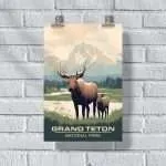 Grand Teton National Park Wildlife Poster