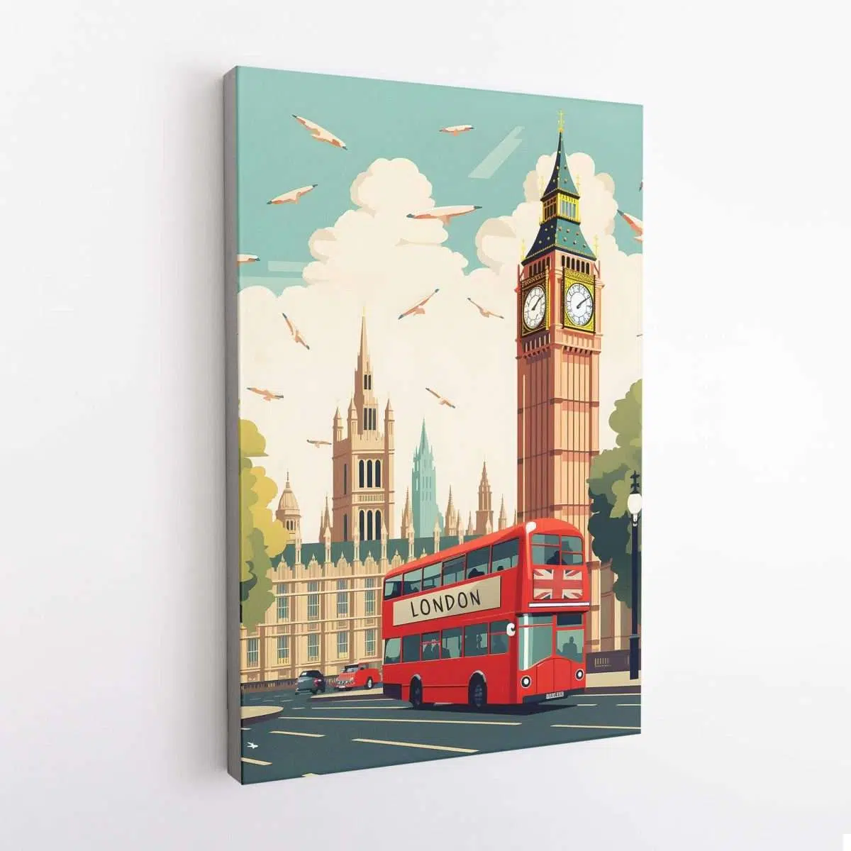 London Big Ben And Bus Canvas