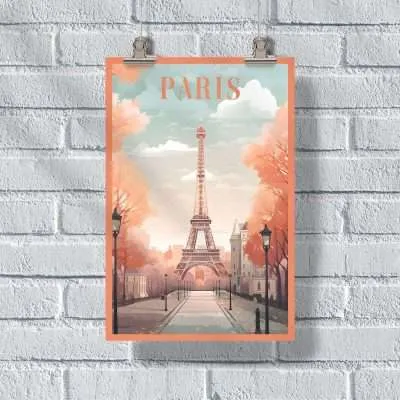 Paris Eiffel Tower Autumn Poster