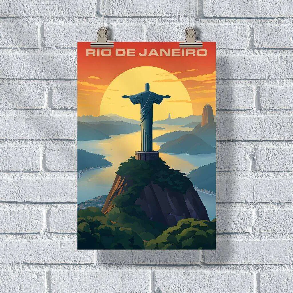 Rio De Janeiro Christ The Redeemer Sunset Poster