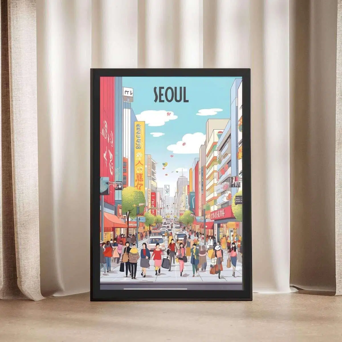 Seoul Myeongdong Shopping Street Framed Poster