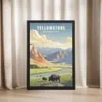 Yellowstone National Park Bison Roam Framed Poster