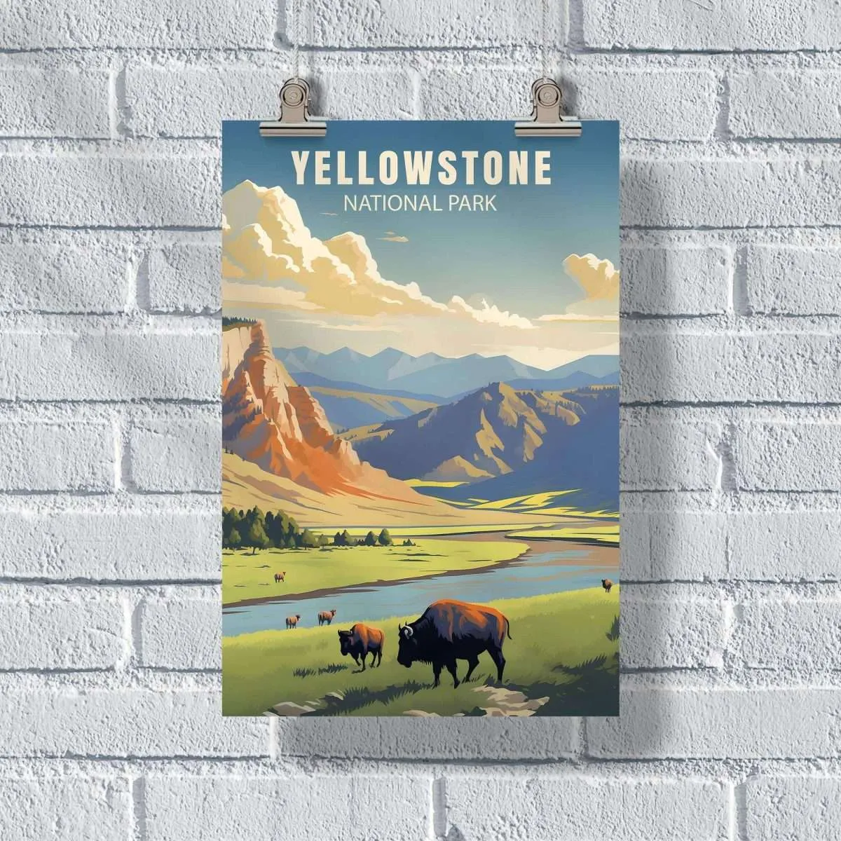 Yellowstone National Park Bison Roam Poster