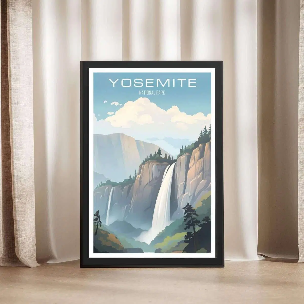 Yosemite National Park Bridalveil Falls Cascade Framed Poster