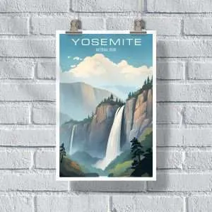 Yosemite National Park Bridalveil Falls Cascade Poster