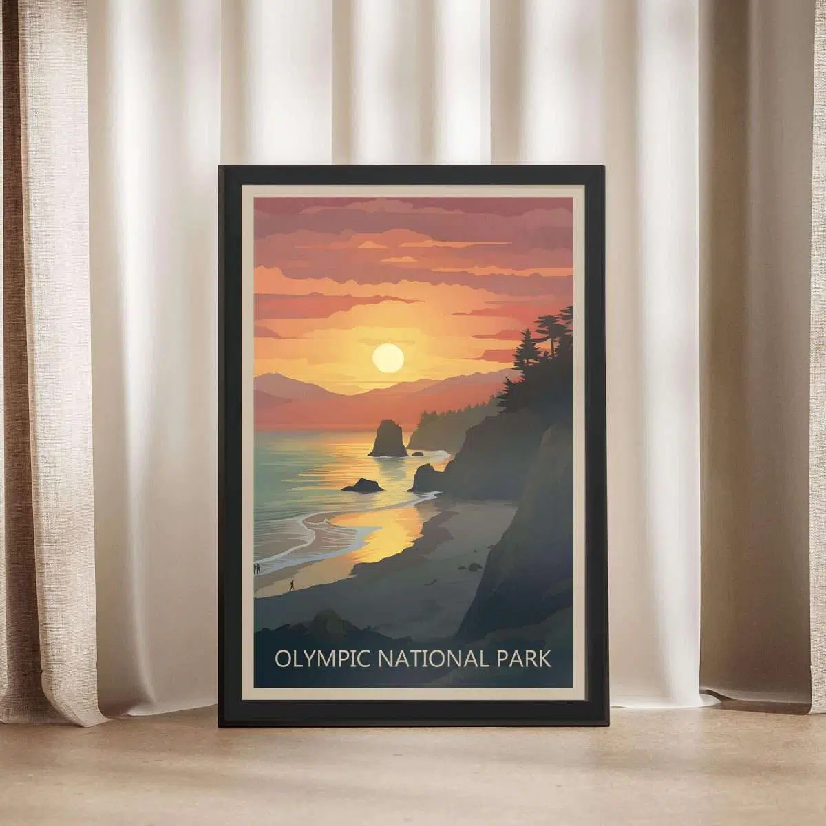 Olympic National Park Ruby Beach Sunset Framed Poster