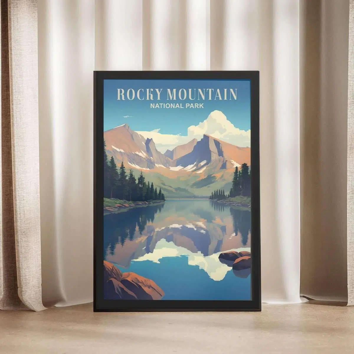 Rocky Mountain National Park Alpine Lake Reflections Framed Poster