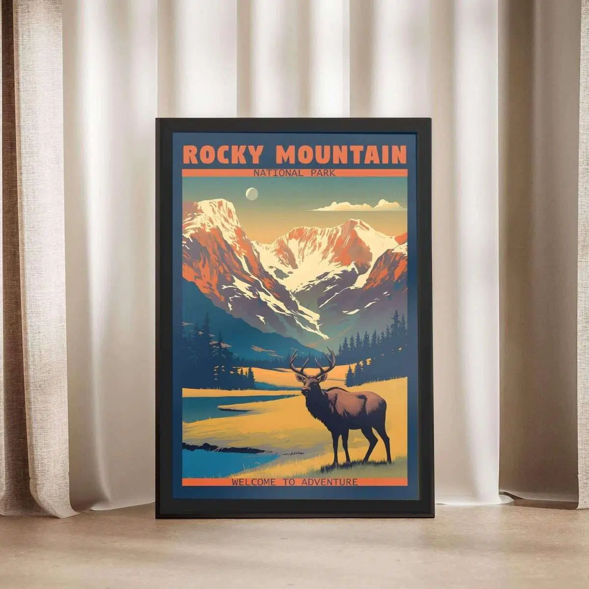 Rocky Mountain National Park Elk Welcome To Adventure Framed Poster