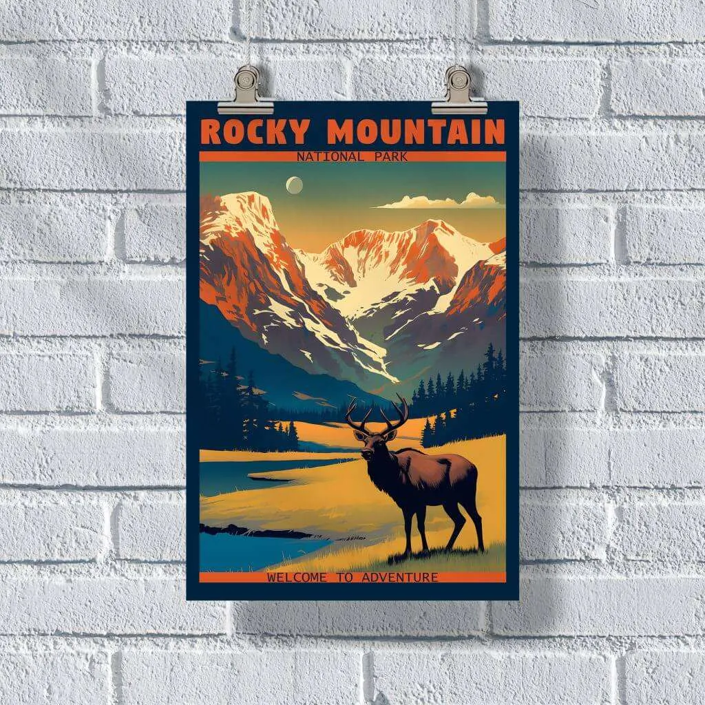 Rocky Mountain National Park Elk Welcome To Adventure Poster