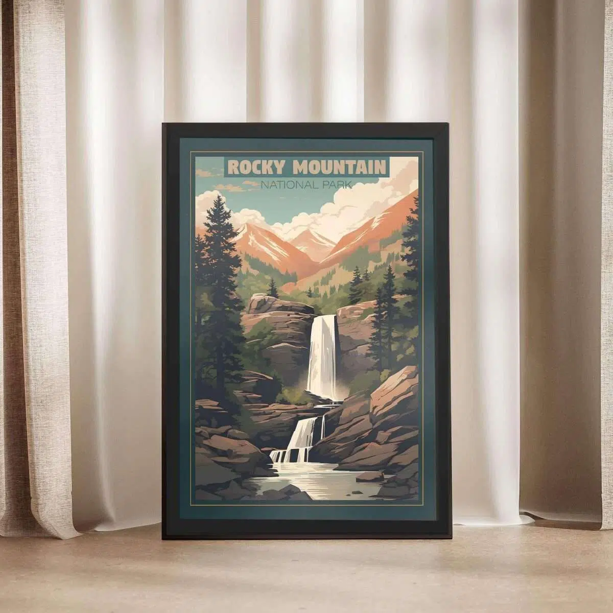 Rocky Mountain National Park Hidden Waterfalls Framed Poster