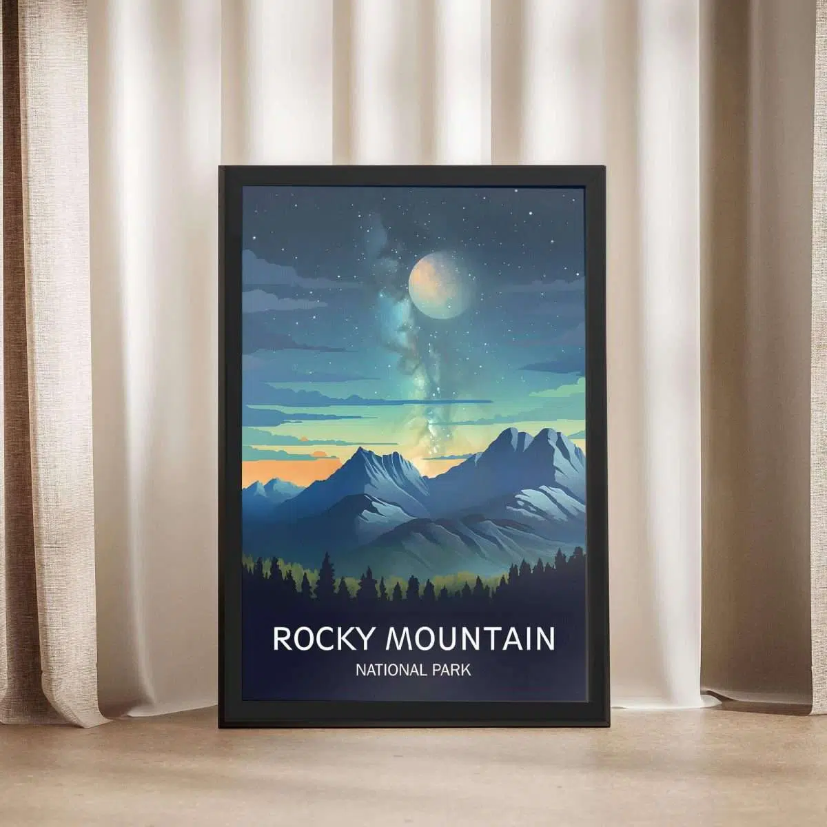 Rocky Mountain National Park Starry Nightscape Framed Poster