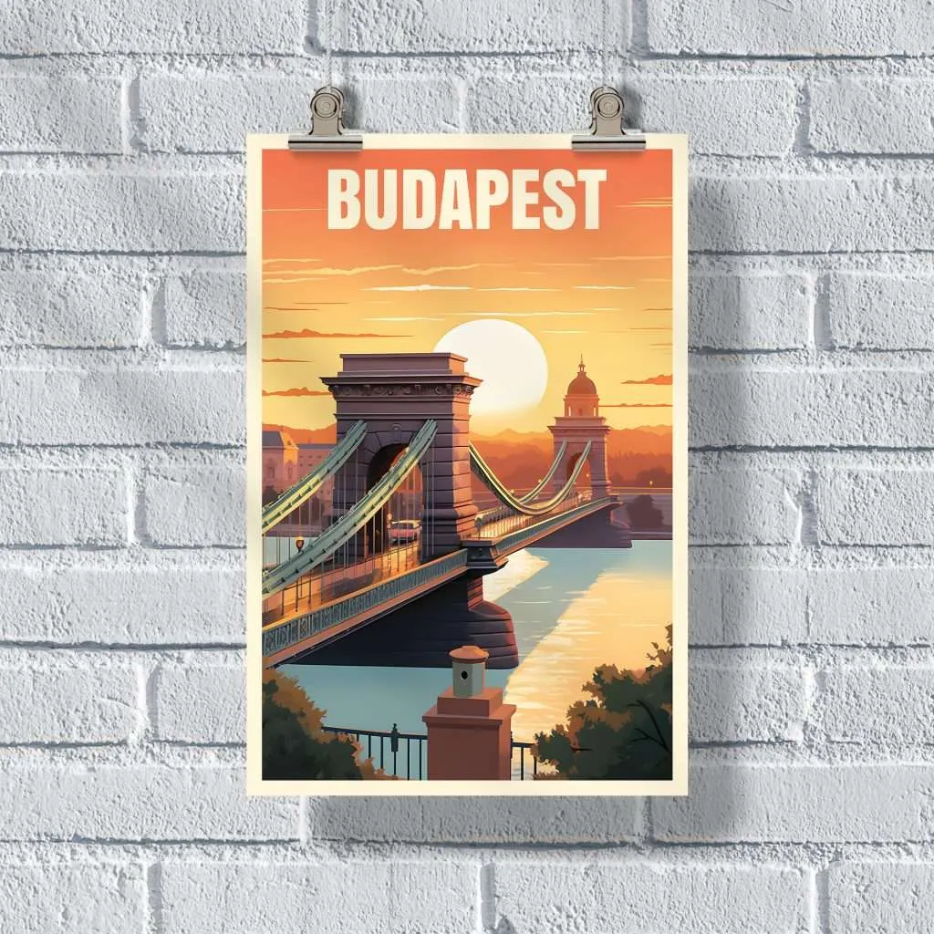 Budapest Chain Bridge Poster