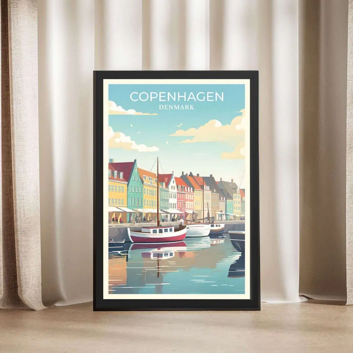 Copenhagen Denmark Nyhavn Harbor Framed Poster