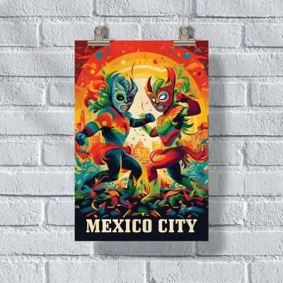 Mexico City Lucha Libre Wrestling Poster