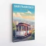 San Francisco City By The Bay Cable Car Canvas