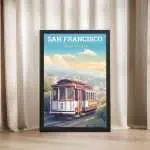 San Francisco City By The Bay Cable Car Framed Poster