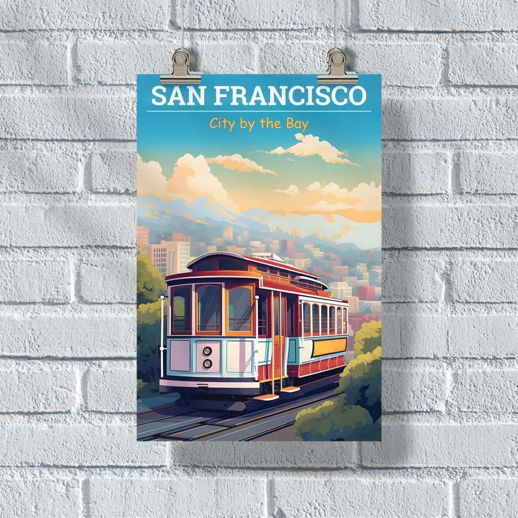 San Francisco City By The Bay Cable Car Poster